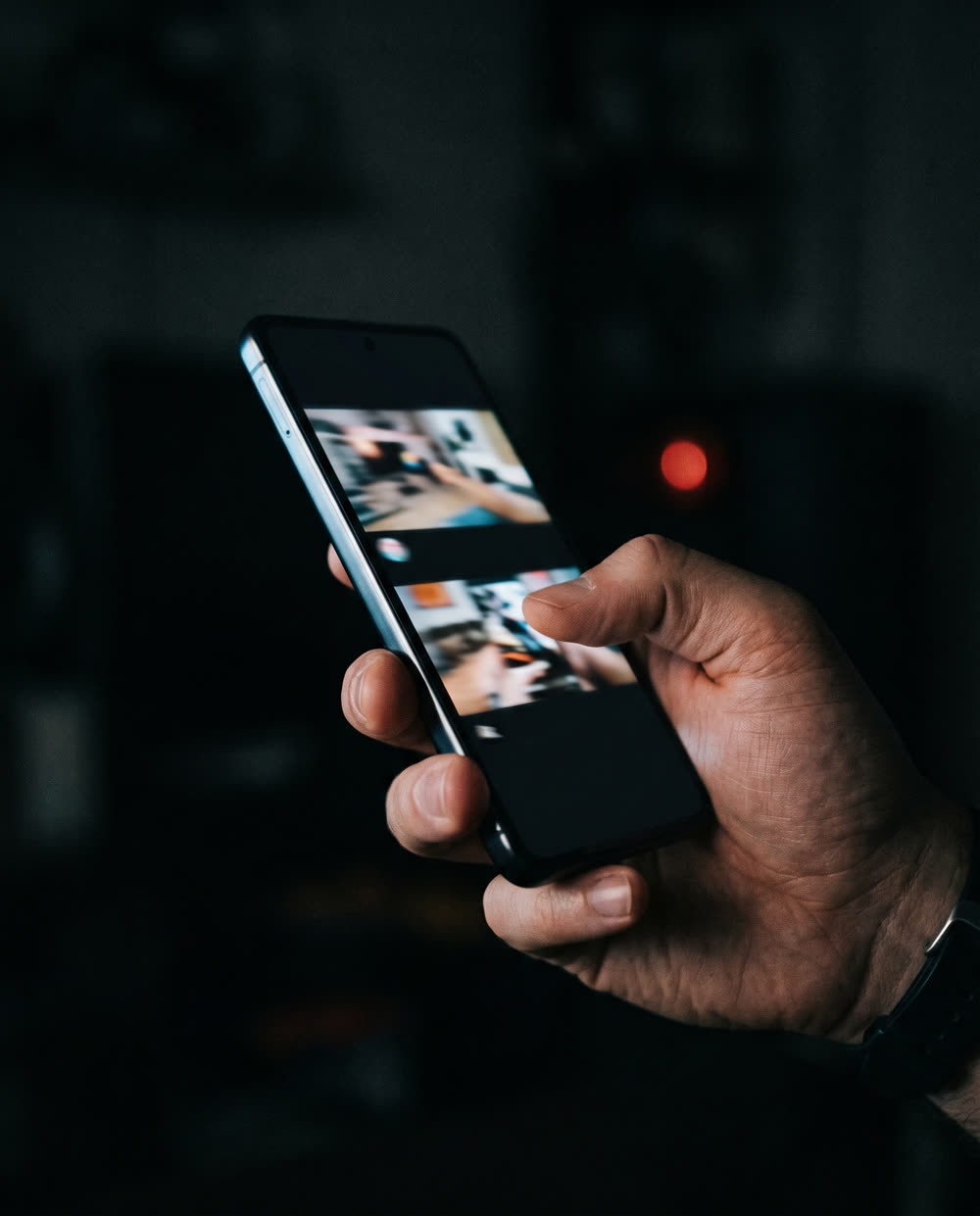 Concept study: hand scrolling short-form video feed on phone